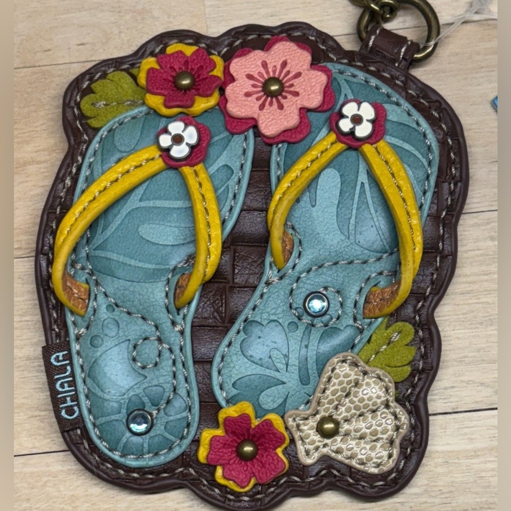 Chala Blue and Brown Flip Flop Keychain